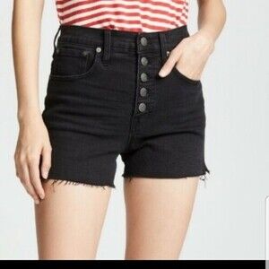 Madewell Denim Shorts High Rise Faded Black